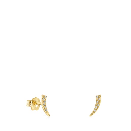 Aretes TOUS Good Vibes mini cuerno de oro y diamantes