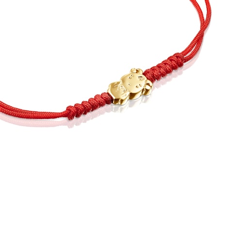 Pulsera cabra de oro y cordón rojo Chinese Horoscope