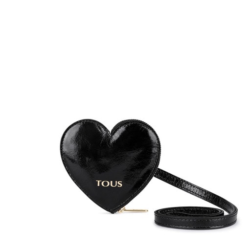 Black Leather Tulia Crack heart Change purse