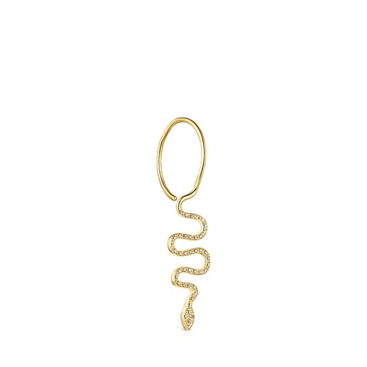 Gold TOUS Good Vibes serpent 1/2 Earring with Diamonds