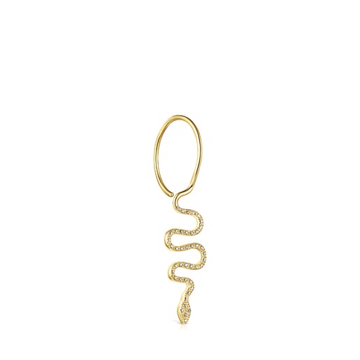 Gold TOUS Good Vibes serpent 1/2 Earring with Diamonds | TOUS