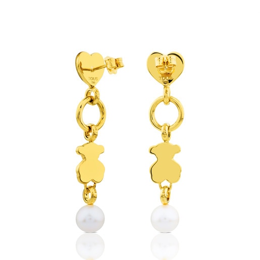 Gold Sweet Dolls Earrings with Diamond and Pearl
