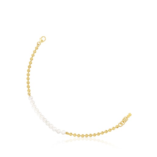 Silver Vermeil Gloss Bracelet with Pearls | TOUS