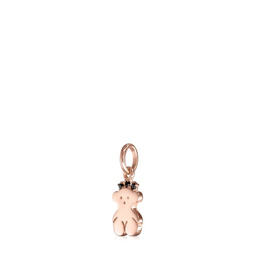Colgante Real Sisy oso con baño de oro rosa de 18 kt sobre plata con Espinelas