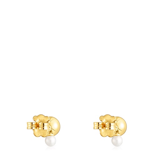 Aretes Gloss con baño de oro 18 kt sobre plata y perla pequeña