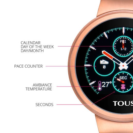 Reloj activity Rond Touch de acero IP rosado