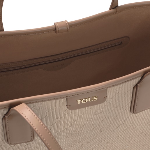 Large taupe colored Script Day Tote bag