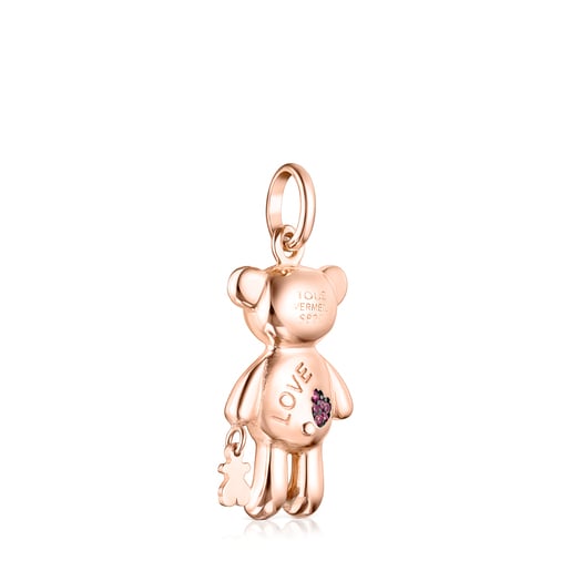 Dije Teddy Bear Stars con baño de oro rosa 18 kt sobre plata y gemas