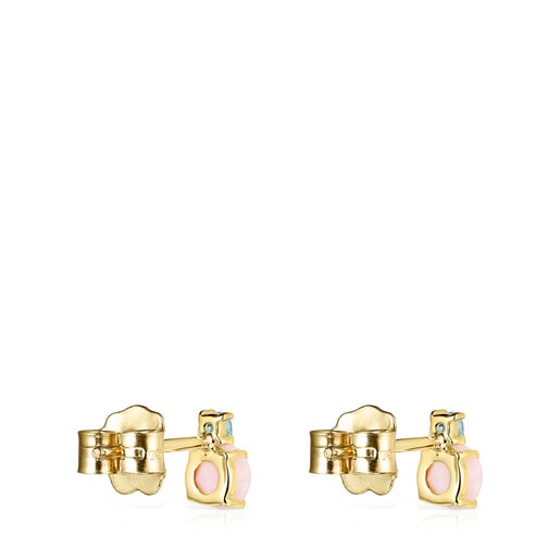 Aretes Mini Ivette de Oro con Ópalo y Topacio