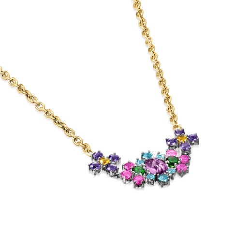 Titanium and Gold Real Sisy Necklace with Gemstones