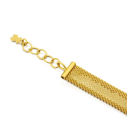 White and yellow gold Icon Mesh Bracelet with Diamonds Bear motif. Total carat weight: 0,20ct.