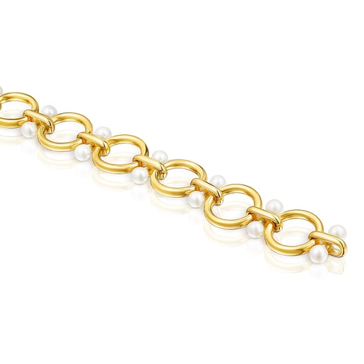 Silver Vermeil Hold rings Necklace with Pearls