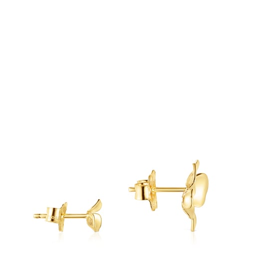 Gold Fragile Nature disparate Earrings with Diamonds