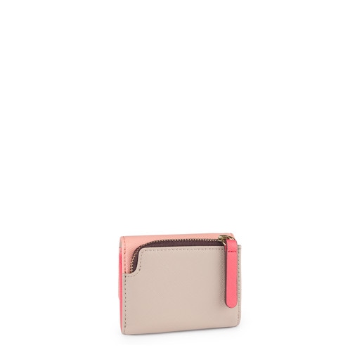 محفظة نقود Essence صغيرة الحجم ذات قلاب باللون البيج وباللون الوردي