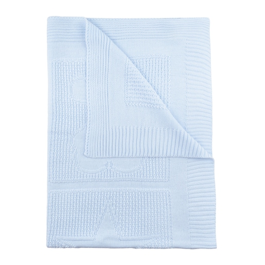 Nile multi-motif fabric blanket in Sky Blue