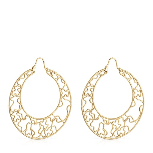 Aros Artesanías de Colombia con baño de oro 18 kt sobre plata