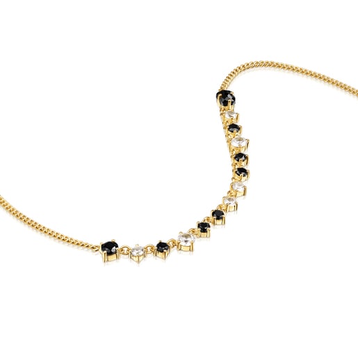 Silver Vermeil Glaring Necklace with Onyx and Zirconia