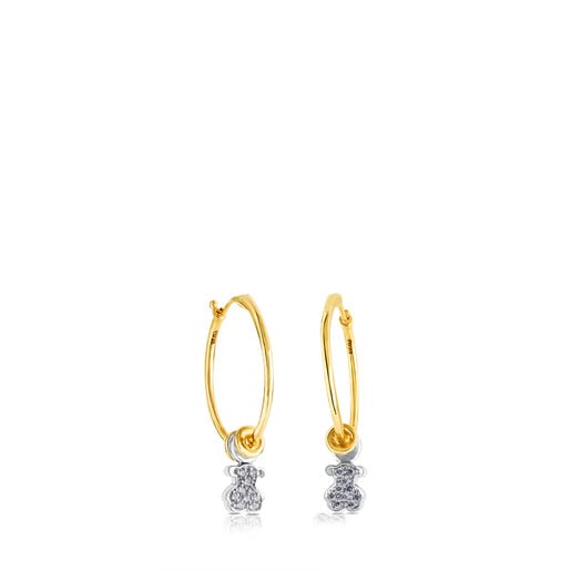 Yellow and White Gold Mini Dolls Earrings with Diamond