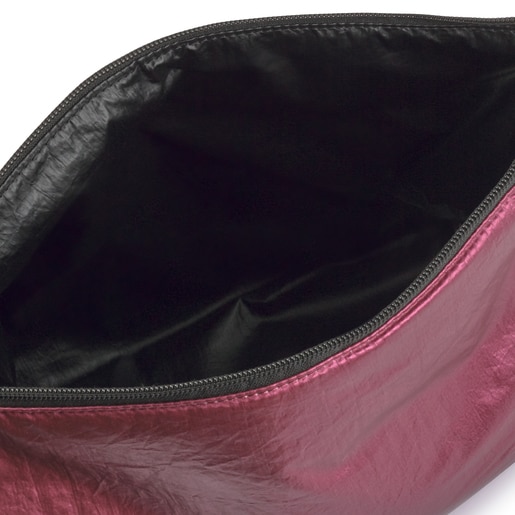 Μικρού μεγέθους, μεταλλικό ροζ-μαύρη τσάντα δύο όψεων Kaos Shock