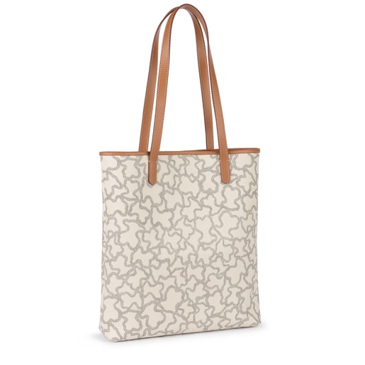 Τσάντα για τα ψώνια Kaos New Total από καραβόπανο στο χρώμα της άμμου - μαύρο χρώμα