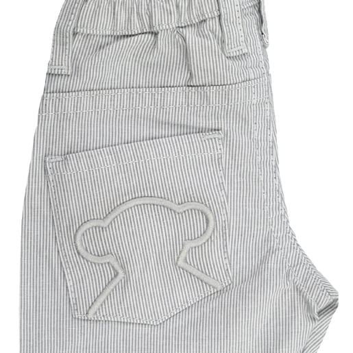 Boy's micro-stripe Bermuda shorts in grey