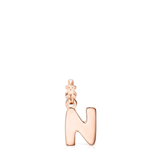 Pendentif Alphabet lettre N en Or Vermeil rose