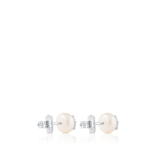 Silver TOUS Bear Earrings with Pearl