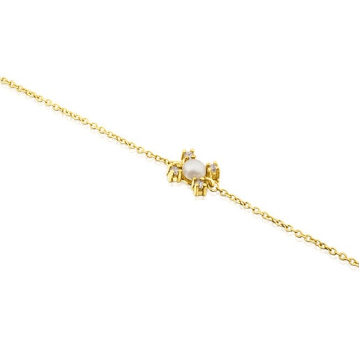 Gold with Diamond and Pearl Eklat Bracelet 