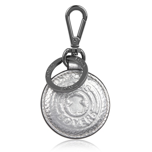 TOUS Silver Lovers Circle Key Ring, Leather