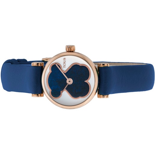 Pink IP Steel Camille Watch with blue Leather strap