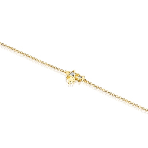 Gold Teddy Bear Stars Bracelet with Diamonds