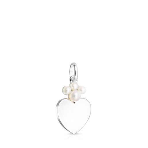 Silver Real Sisy heart Pendant with Pearls