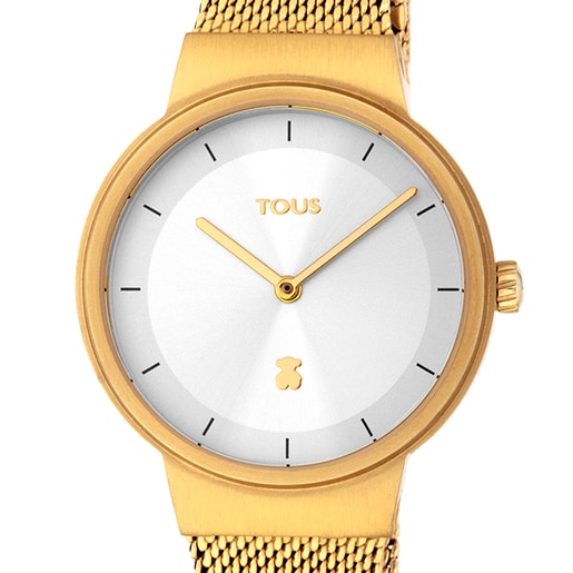 Tous Round Mesh - Zegarek ze stali szlachetnej w kolorze żółtego złota