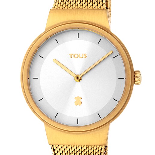 Gold colored IP steel Rond Mesh Watch