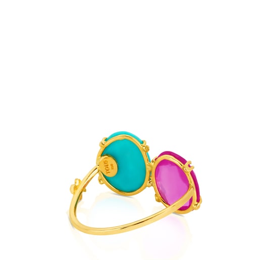 Gold Miamix Ring with Ruby and Turquoise