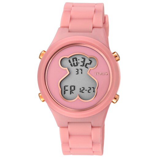 Reloj D-Bear de policarbonato con correa de silicona coral