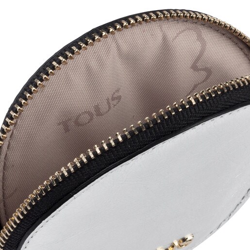 Small silver colored Leather Tulia Crack Change purse