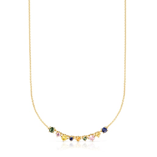 Collier Glaring en Argent Vermeil avec Saphirs multicolores