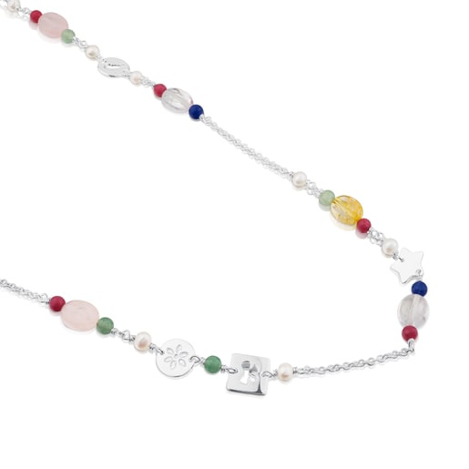 Silver Confeti Necklace with Quartz, Citrine and Amathyst