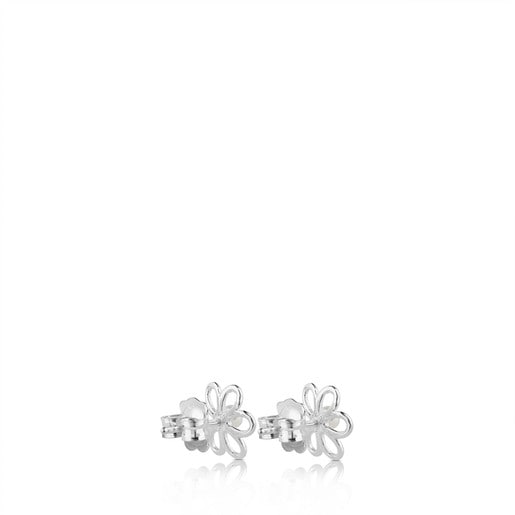 Silver and 0,35cm. pearls TOUS Maggie Earrings with Flower motif