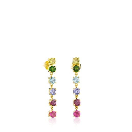 Gold Mix Color Earrings with Gemstones