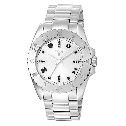 Steel Motif Watch with spinels