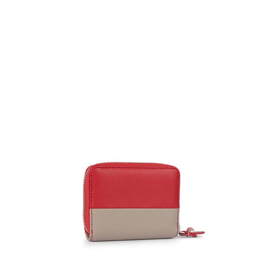Medium taupe-red Super Power Change purse