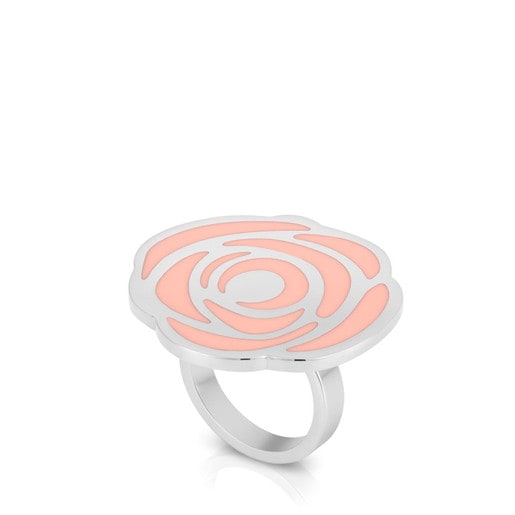 Steel Rosa d'Abril Ring with Enamel