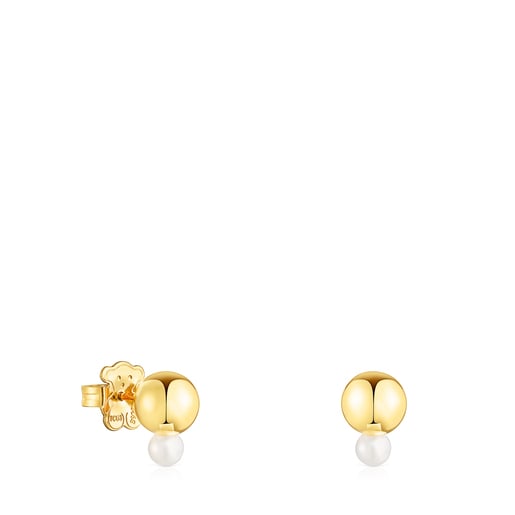 Aretes Gloss con baño de oro 18 kt sobre plata y perla pequeña