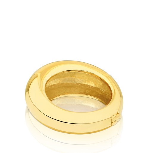 Caldo anello bombato placcato in oro 18 kt su anello in argento