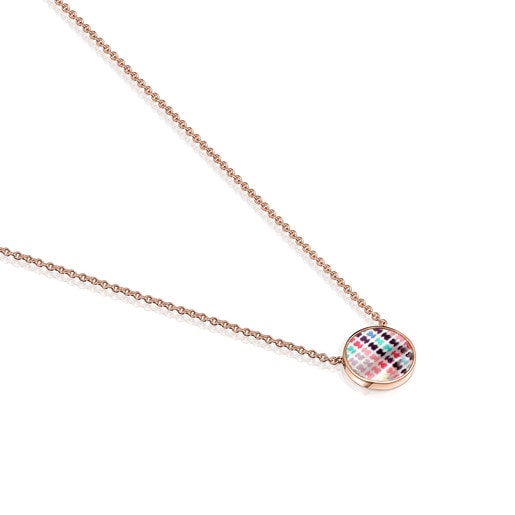 Tartan Necklace in Rose Silver Vermeil with Mother-of-Pearl