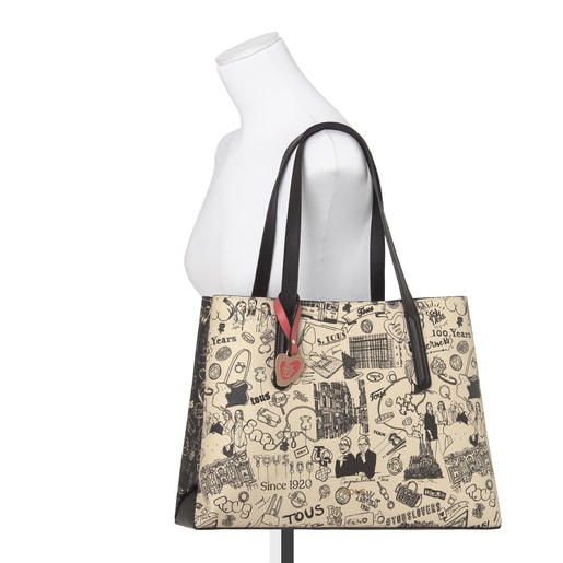 TOUS Centenary beige and black Shopping bag