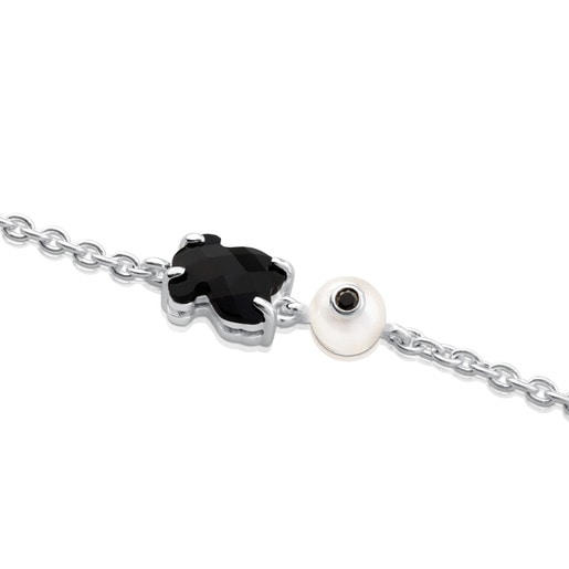 Silver Erma Bracelet with Onyx, Pearl ans Spinel