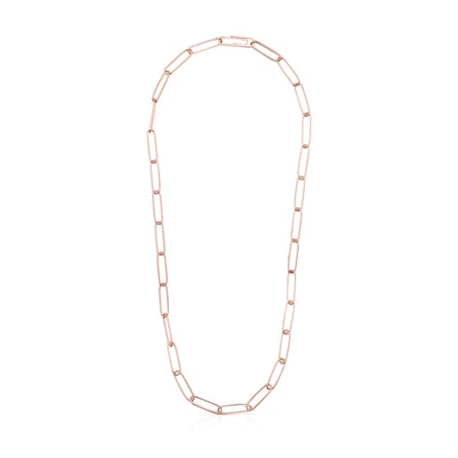 Cadena larga TOUS Chain clip de plata vermeil rosa